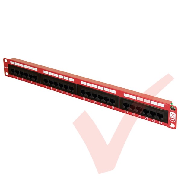 Excel 24 Port Cat5e Patch Panel Red - Patchsave Solutions