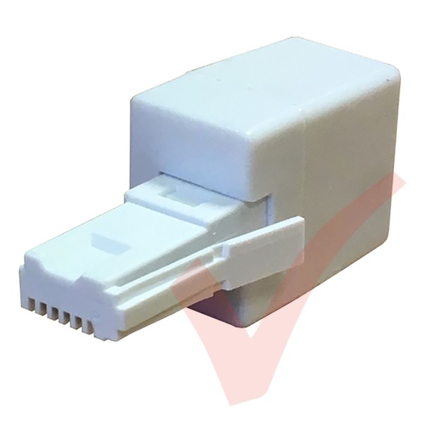 BT Male Plug - RJ11 Female 4 Wire Straight Through Socket Phone Adapter White