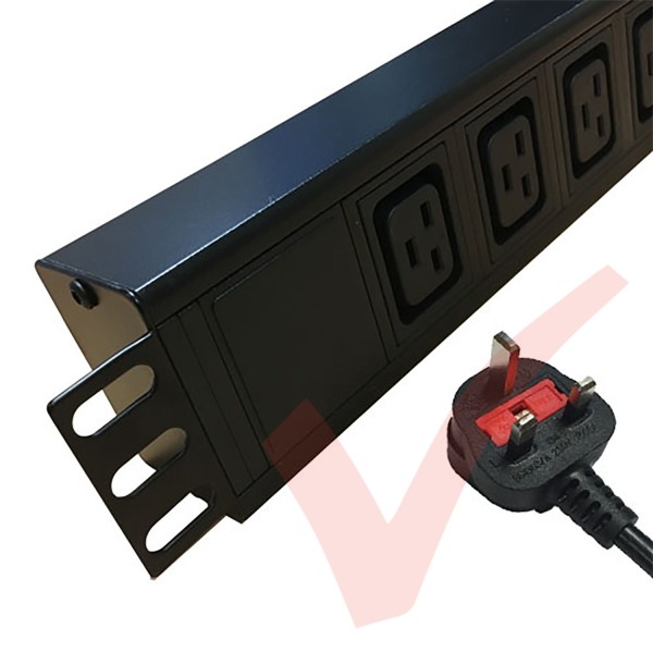 6 Way IEC (C19) Socket Horizontal PDU with UK Plug