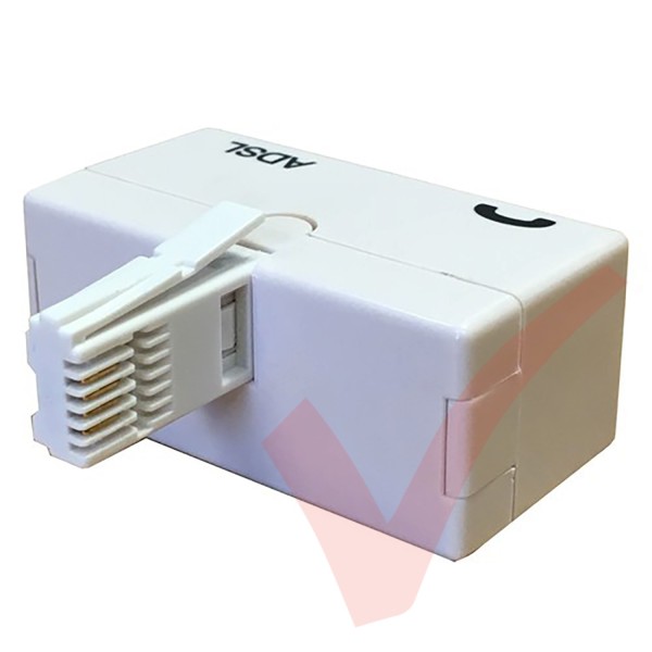 ADSL Microfilter (T Shaped Adapter Type) BT Plug to BT & RJ11 Sockets White