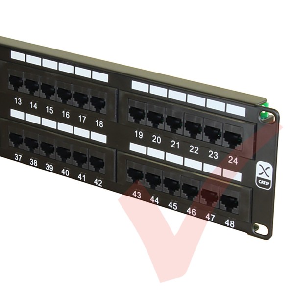Excel 48 Port Cat5e Patch Panel 2U UTP Punch Down - Black