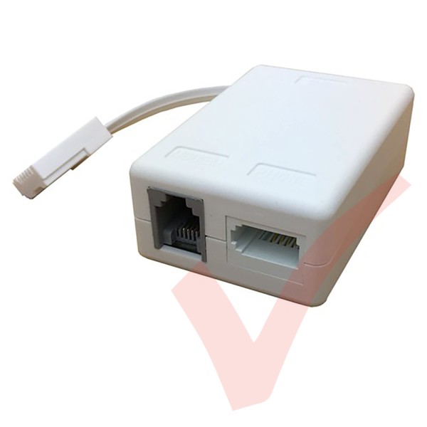 ADSL Microfilter (Leaded 0.1Mtr Passive) BT Plug to BT & RJ11 Sockets White