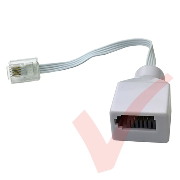 RJ11 Plug to BT Socket Adapter Leaded White