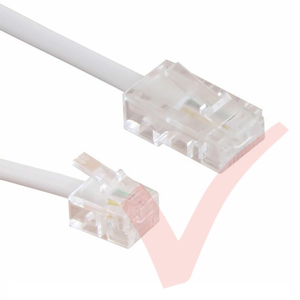 White RJ11 - RJ45 Cable 4 Core Straight Through Modem Lead