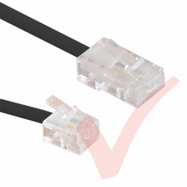 Black RJ11 - RJ45 Cable 4 Core Straight Through Modem Lead