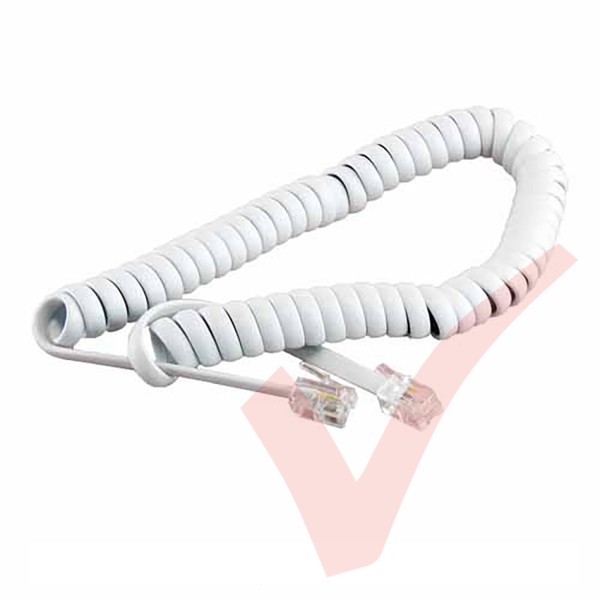 White RJ10 4P4C Connectors Coiled Telephone Cord