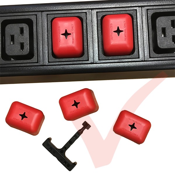 5 Pack - C19 Power PDU Shield Outlet cover in Red with Removal Tool