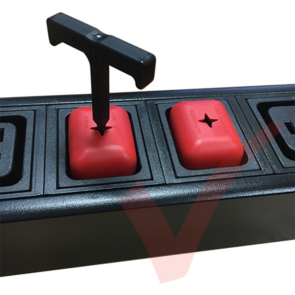 5 Pack - C19 Power PDU Shield Outlet cover in Red with Removal Tool
