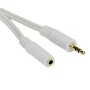 White - 3.5mm Stereo M-F Extension With Gold Connectors