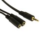 3.5mm Stereo Male-2x  Female Splitter 0.2Mtr Black
