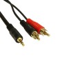 Black - 3.5mm Stereo - 2x RCA With Gold Connectors
