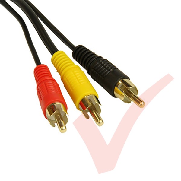 Black - 3x RCA - 3x RCA Gold Contacts