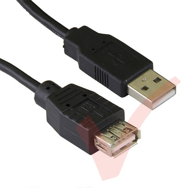 Black - USB 2.0 A Male to A Female Extension Cable