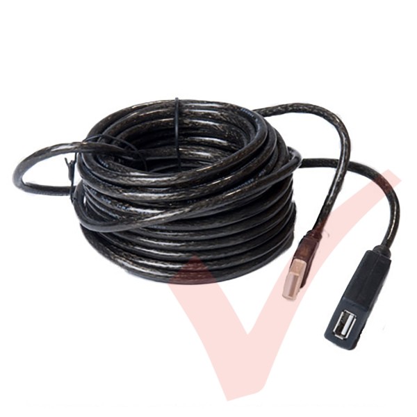 Black - USB 2.0 Active Repeater Cable, 480Mbps - A Male - A Female