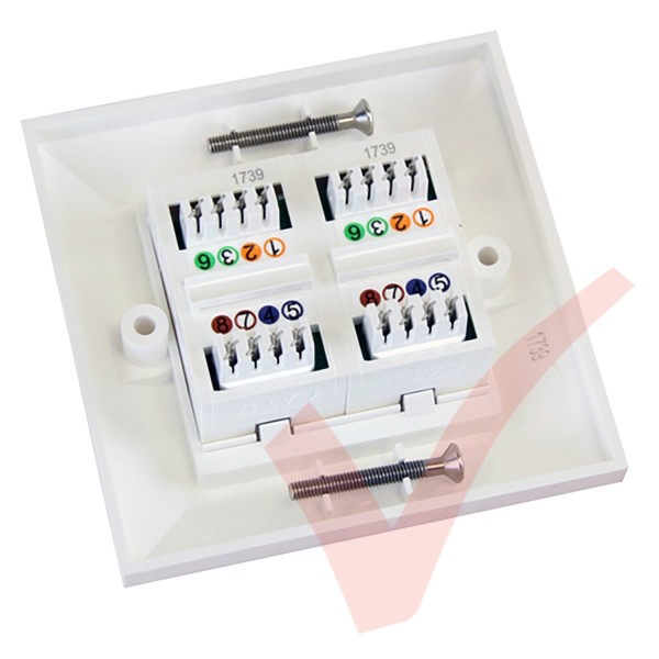 Excel Cat5e Single Faceplate with 2x RJ45 Modules White