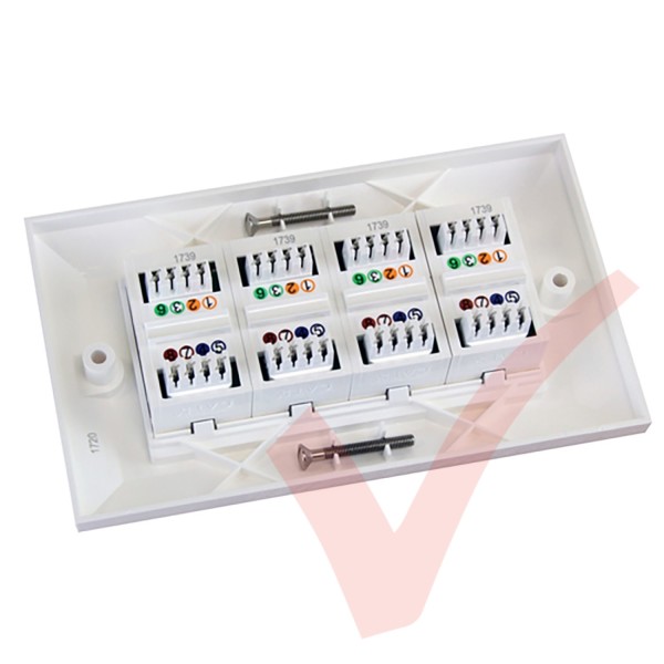 Excel Cat5e Double Faceplate with 4x RJ45 Modules White