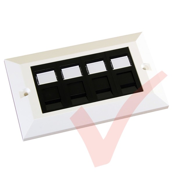 Excel Cat5e Double Faceplate with 4x RJ45 Modules Black