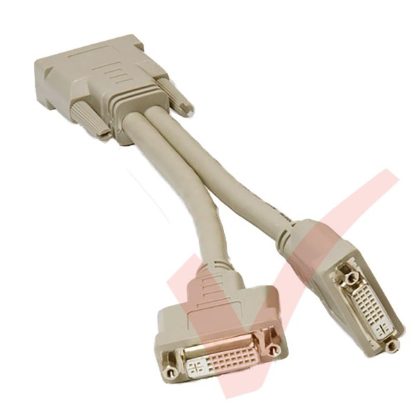 DVI-D Dual Link Male Video Cable to 2x Female Splitter Cable, 20cm Beige