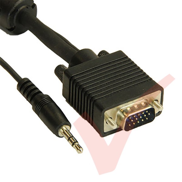 Black - SVGA Male to Male with Built in 3.5mm Audio