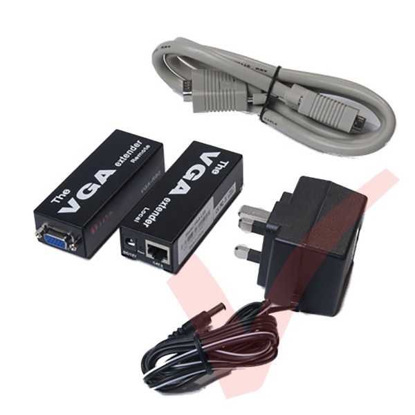 Cat5e VGA Extender to 80Mtr local + Remote+ PSU Unit