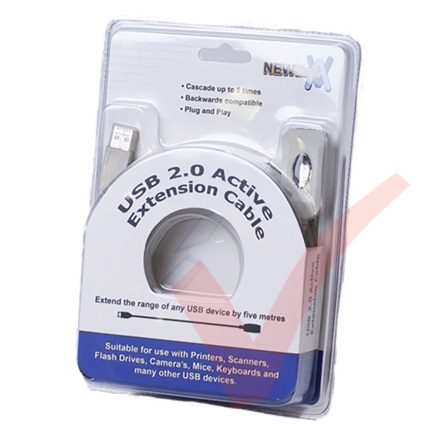 5Mtr Beige - USB 2.0 Active Extension Cable, 480Mbps - A Male - A Female