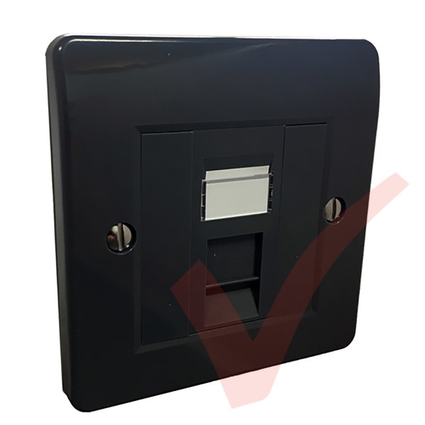 Excel Cat5e Grey Office Single Faceplate with 1x RJ45 Module