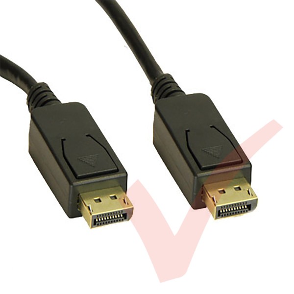 Black - Display Port Locking Male to Male Locking with Gold Connections