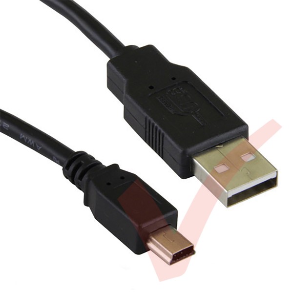 Black - USB 2.0 A Male to MINI B Data Cable