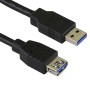 Black - USB 3.0 Superspeed Data Cable A Male to B Female, 5mm Diameter