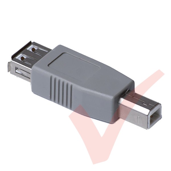 Grey - USB 2.0 A Female to B Male Gender Changer Coupler