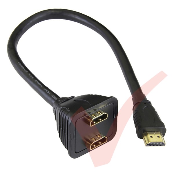 HDMI Male - 2x HDMI A Female Black Adapter