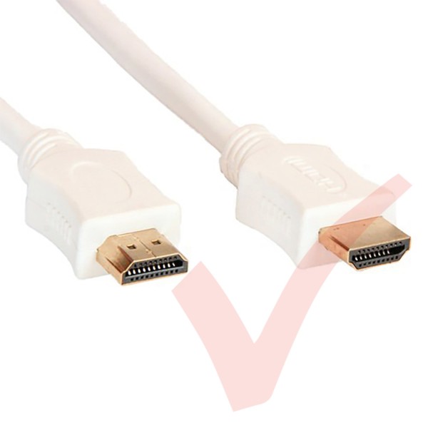 White - HDMI High Speed Ethernet, support 3D - 2k & 4k Resolution, Gold Connectors