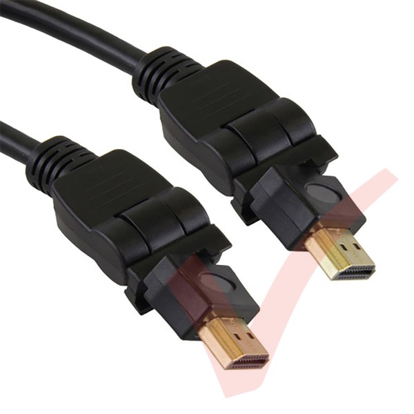 Black - HDMI High Speed Ethernet, support 3D, Rotate & Swivel, Gold Connectors