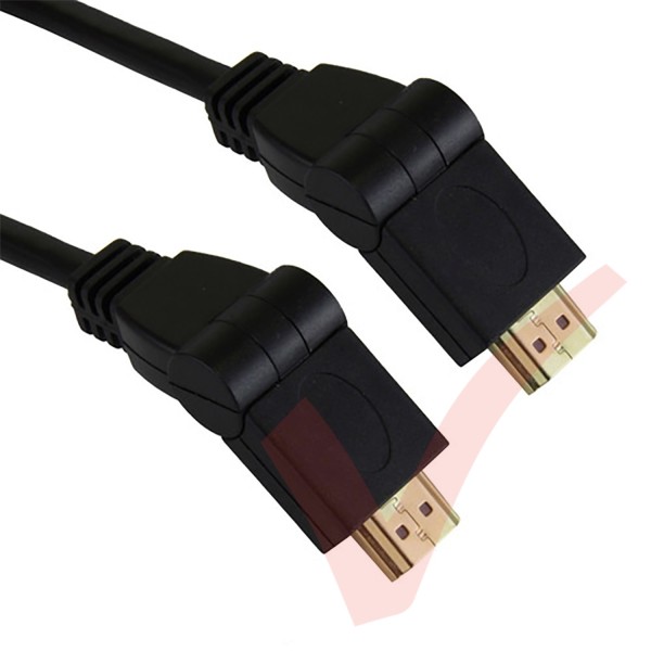 Black - HDMI High Speed Ethernet, support 3D, Swivel Connectors Gold