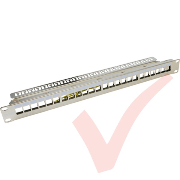 Excel Unloaded Keystone 24 Port 1U Patch Panel Frame Chrome 100-028