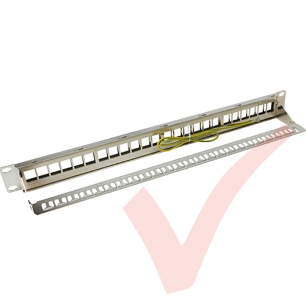 Excel Unloaded Keystone 24 Port 1U Patch Panel Frame Chrome 100-028