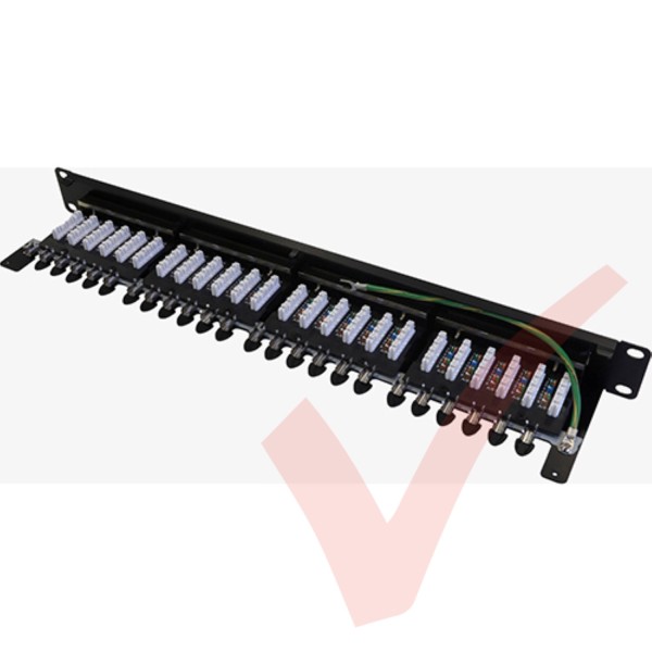 Excel Cat6A Screened PCB 24 Port Punchdown 1U Patch Panel Black 100-032