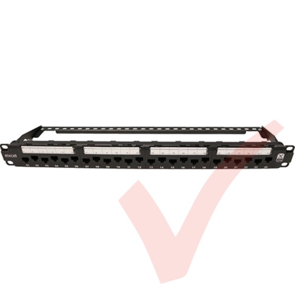 Excel Cat6A Unscreened PCB 24 Port Punchdown 1U Patch Panel Black 100-155