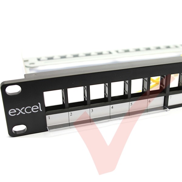 Excel Unloaded Keystone 24 Port 1U Patch Panel Frame Black 100-095