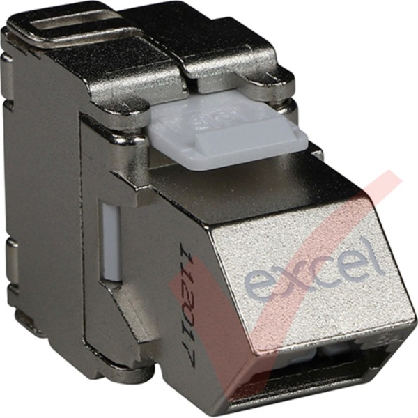 Excel Cat6A STP Screened Angled Keystone Toolless Jack 100-185