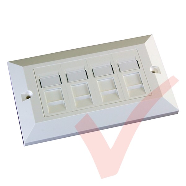 Excel Cat6 Double Faceplate with 4x RJ45 Modules White