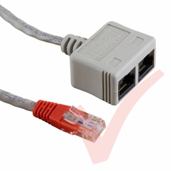 RJ45 Economiser UTP M - 2 x Female Voice/Voice Red Boot