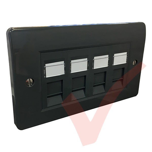 Excel Cat6 Grey Office Double Faceplate with 4x RJ45 Modules