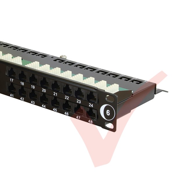 48 Port Cat6 Patch Panel 1U UTP Angled Easy Punch