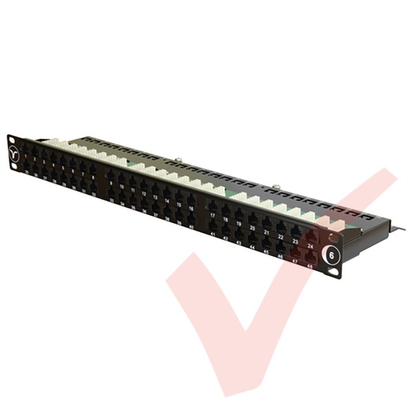 48 Port Cat6 Patch Panel 1U UTP Angled Easy Punch