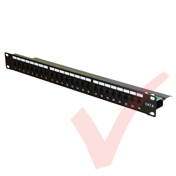 24 Port Cat6 Patch Panel 1U UTP Angled Easy Punch