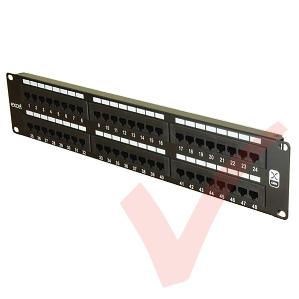 Excel 48 Port Cat6 Patch Panel 2U UTP Punch Down