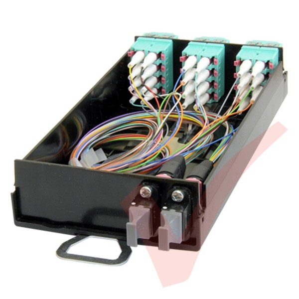 Zettonics MTP/MPO LC OM4 Multimode 12 Duplex Fibre 2x MTP Cassette Aqua (Polarity A/C)