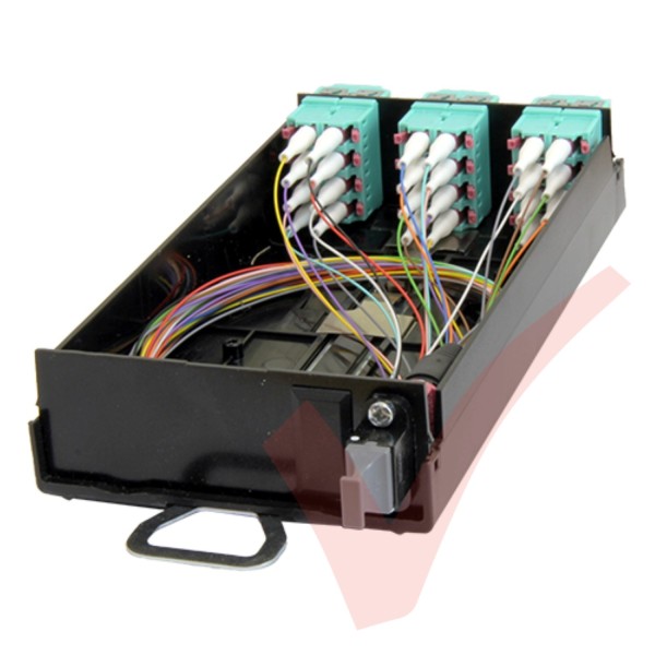 Zettonics MTP/MPO LC OM4 Multimode 12 Duplex Fibre 1x MTP Cassette Aqua (Polarity A/C)