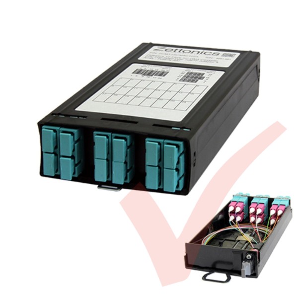 Zettonics MTP/MPO SC OM4 Multimode 6 Duplex Fibre Cassette (Polarity A/C)